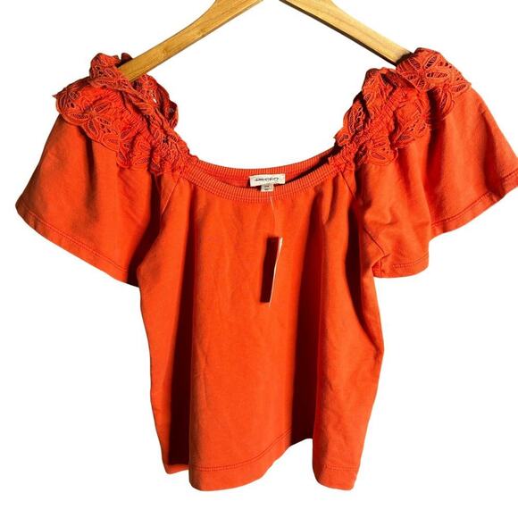 Anthropologie Pilcro Eyelet Ruffle Top Bright Red Size XXS NWT - Picture 5 of 7